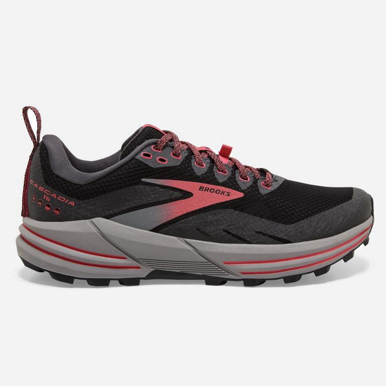 Ténis Brooks Cascadia 16 Gtx Sapatilhas Trail Running Mulher Pretas/Coral (83091EDMG)